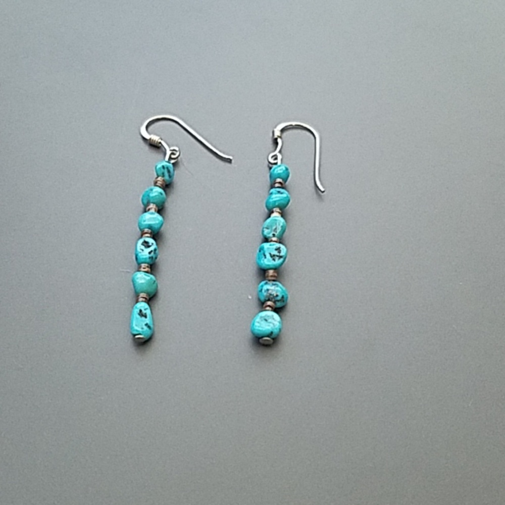 Genuine turquoise dangle earrings